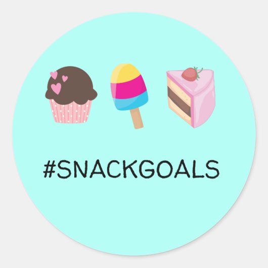 Sticker Rond #SNACKGOALS Cupcake Popsicle Cake Slice (Devant)