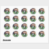 Sticker Rond Snacking de lapin mignon (Feuille)