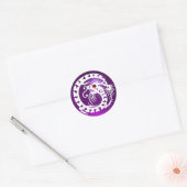 Sticker Rond SNAKE DRAGON, blanc, améthyste pourpre, rubis roug (Enveloppe)