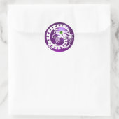 Sticker Rond SNAKE DRAGON blanc, améthyste violet, émeraude ver (Sac)