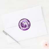 Sticker Rond SNAKE DRAGON blanc, améthyste violet, émeraude ver (Enveloppe)