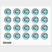 Sticker Rond SNAKE DRAGON blanc, bleu aquamarine, rouge rubis (Feuille)