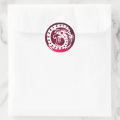 Sticker Rond SNAKE DRAGON, blanc, rouge rose rubis (Sac)