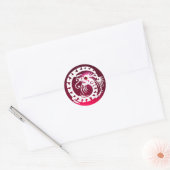 Sticker Rond SNAKE DRAGON, blanc, rouge rose rubis (Enveloppe)
