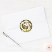Sticker Rond SNAKE DRAGON, blanc, topaz jaune, rubis rouge (Enveloppe)