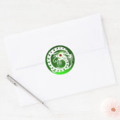 Sticker Rond SNAKE DRAGON blanc, vert émeraude, rubis rouge (Enveloppe)