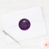 Sticker Rond SNAKE DRAGON noir, améthyste violet, émeraude vert (Enveloppe)