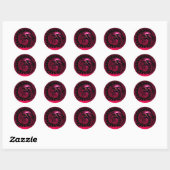 Sticker Rond SNAKE DRAGON, noir, rouge rose rubis (Feuille)