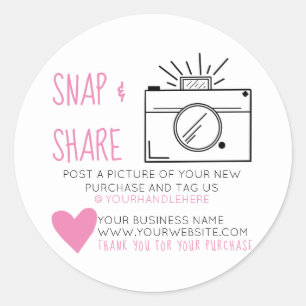 Sticker Rond Snap and Share Camera Heart Social Media Business