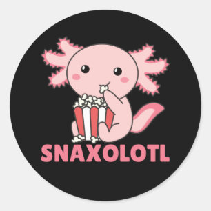 Sticker Rond Snaxolotl Axolotl Amateurs de doux animaux Popcorn