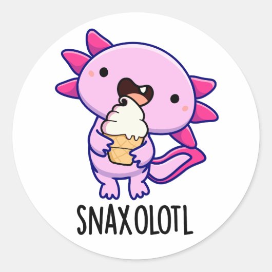 Sticker Rond Snaxolotl Funny Axolotl Pun (Devant)