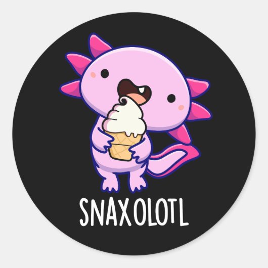 Sticker Rond Snaxolotl Funny Axolotl Pun Dark BG (Devant)