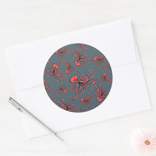 Sticker Rond Sneaky Octopus Pattern (Enveloppe)