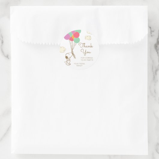 Sticker Rond Snoopy et Ballons Anniversaire (Sac)