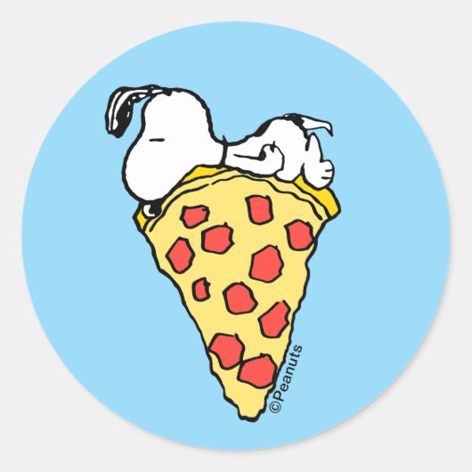 Sticker Rond Snoopy | Tranche de pizza endormie (Devant)