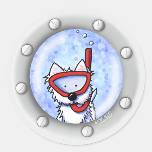 Sticker Rond Snorkel Westie Porthole KiniArt (Devant)