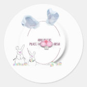 Sticker Rond Snow Bunnies Easter Photo Frame (Devant)
