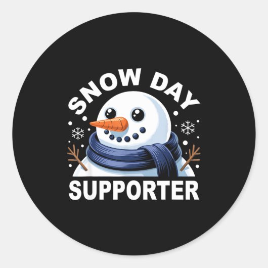 Sticker Rond Snow Day Suprter Fun Snowman Design For Winter Lov (Devant)