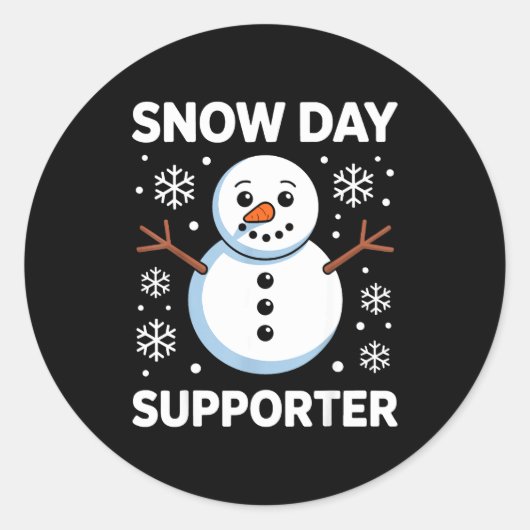 Sticker Rond Snow Day Suprter Snow Snowflake Snowman Winter Tea (Devant)