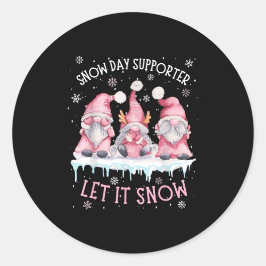 Sticker Rond Snow Day Suprter Xmas Holiday Let It Snow Cute Thr (Devant)