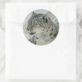 Sticker Rond Snow Leopard du sommet King (Sac)