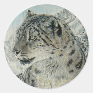 Sticker Rond Snow Leopard du sommet King