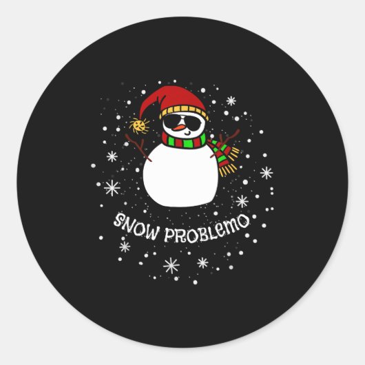 Sticker Rond Snow Problemo Funny Christmas Snowman (Devant)