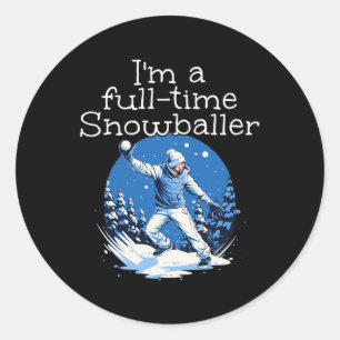 Sticker Rond Snowball Hiver Sport Fighter Aime hiver Neige Fu