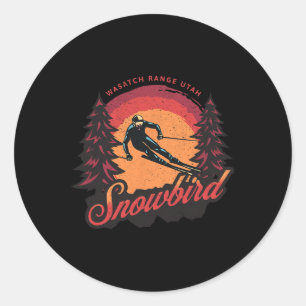 Sticker Rond Snowbird Utah Wasatach Range Ski sur Neige 