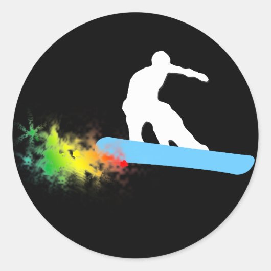Sticker Rond snowboard. arc-en-ciel. (Devant)