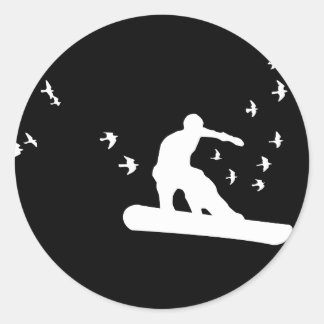 Sticker Rond snowboard avec oiseaux.