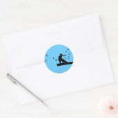 Sticker Rond snowboard avec oiseaux. (Enveloppe)