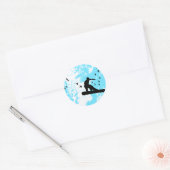 Sticker Rond snowboard avec oiseaux. (Enveloppe)