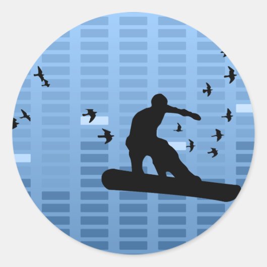 Sticker Rond snowboard avec oiseaux. (Devant)