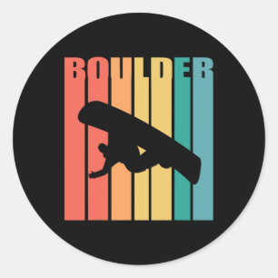 Sticker Rond Snowboard Boulder Colorado les années 70 Silhouett