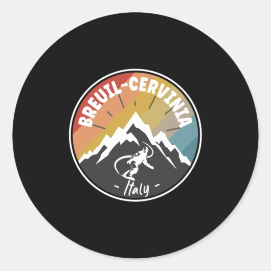 Sticker Rond Snowboard Breuil-Cervinia Italy (Devant)
