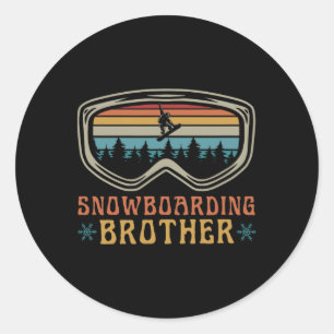 Sticker Rond Snowboard Brother famille jumelle Snowboard Tri