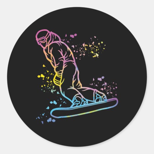 Sticker Rond Snowboard coloré Snowboard Snowboard 14 (Devant)