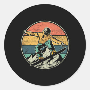 Sticker Rond Snowboard Extreme Sport Snowboardeur Design