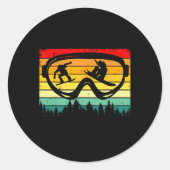 Sticker Rond Snowboard Goggles Mountain Snowboarding Retro Vaca (Devant)
