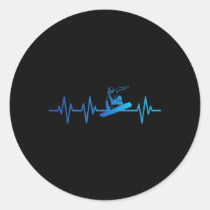 Sticker Rond Snowboard Heartbeat 80s 90s Retro Winter Snowboard