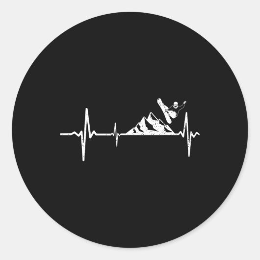 Sticker Rond Snowboard Heartbeat Mountain Pulse Snowboard (Devant)