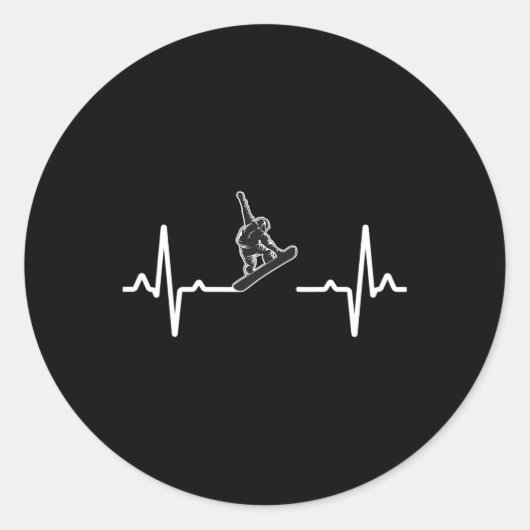 Sticker Rond Snowboard Heartbeat Snowboarder Freestyle Snow Mou (Devant)