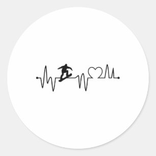 Sticker Rond Snowboard Heartbeat Snowboarder Fréquence Pulse Sp
