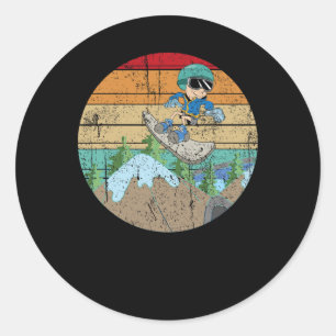 Sticker Rond Snowboard Hiver Sport Montagne Snowboard Sno