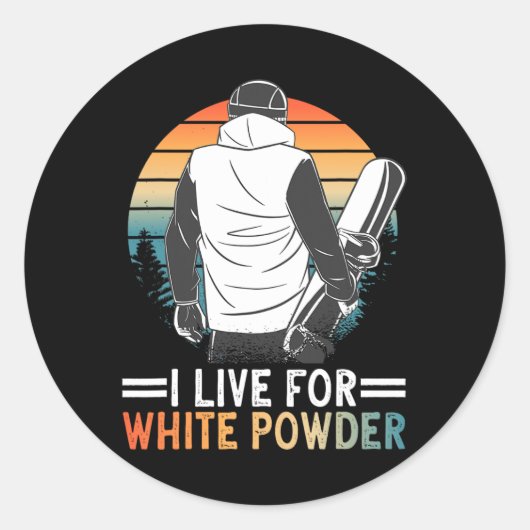 Sticker Rond Snowboard Je Vis Pour White Powder Snowboard Gog (Devant)