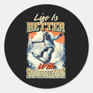 Sticker Rond Snowboard Life Ventilateur de neige Snowboard Ski