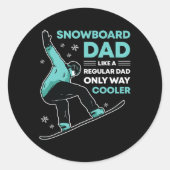 Sticker Rond Snowboard Papa Funny Sympa Winter Snowboard Cadeau (Devant)