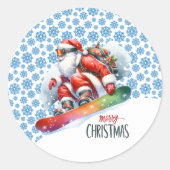 Sticker Rond Snowboard Père Noël (Devant)
