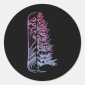Sticker Rond Snowboard Pine Tree Snowboard Snowboard Mont Snowb (Devant)